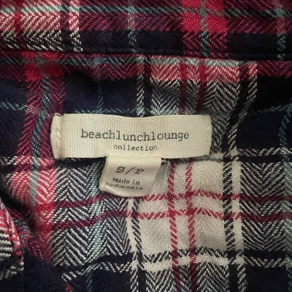 Beachlunchlounge Red White Blue Plaid Button Up Shirt - Picture 4 of 5